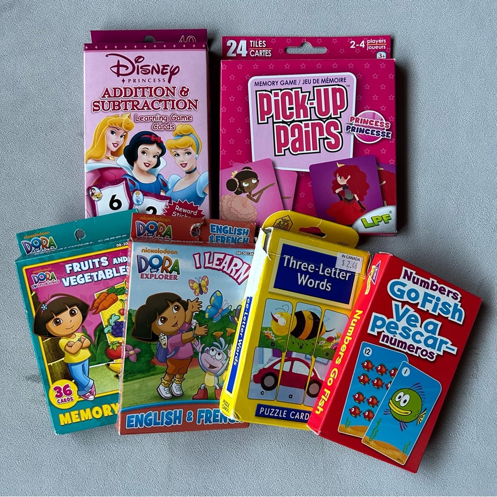 Set of 6 ~ Assorted Flashcards & Games